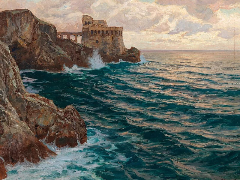 1869-Karl O'Lynch von Town - Paesaggio marino con castello